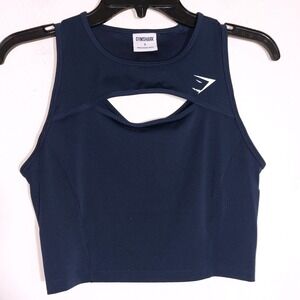 Gymshark Women's Power Crop Tank Navy  Size S EUC